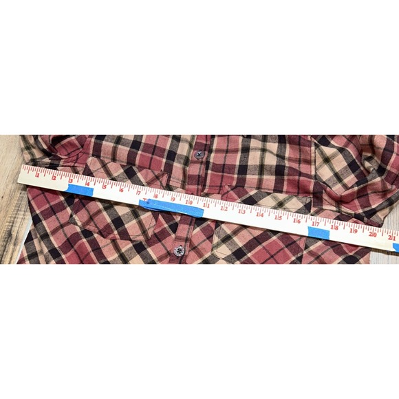 BKE Gimmicks Plaid Shirt Women's Medium Embroidered Mesh Back Beaded Shoulder - Picture 9 of 9